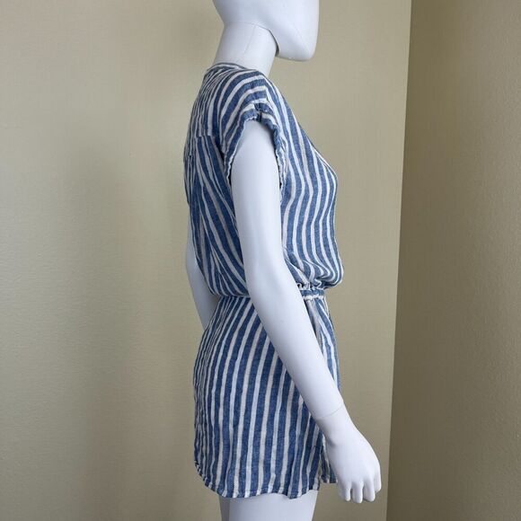 Rails Women's Size XS Blue Emma Mykonos Stripe Linen Mini Dress Cover Up Resort - Picture 11 of 17